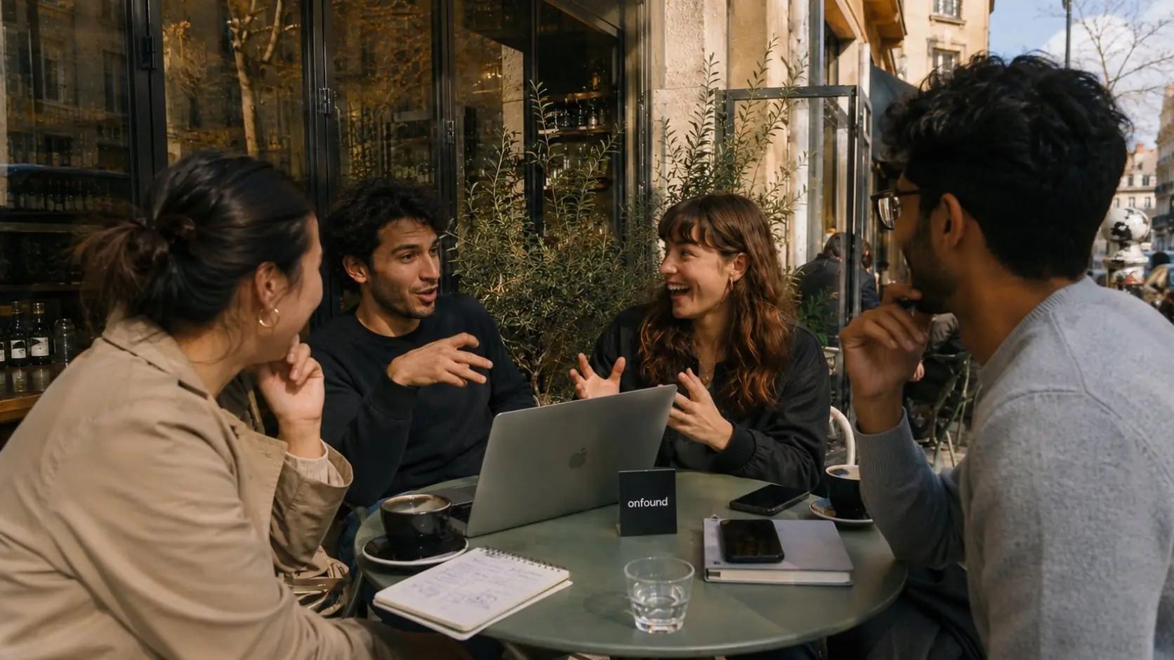 Founders talking at an Onfound coffee meetup